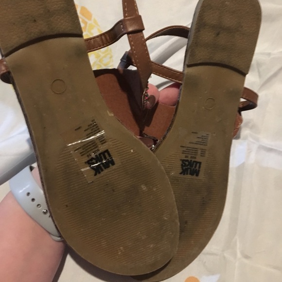 Muk Luk Thong Sandals Brown Pink Size 10 - Picture 5 of 5